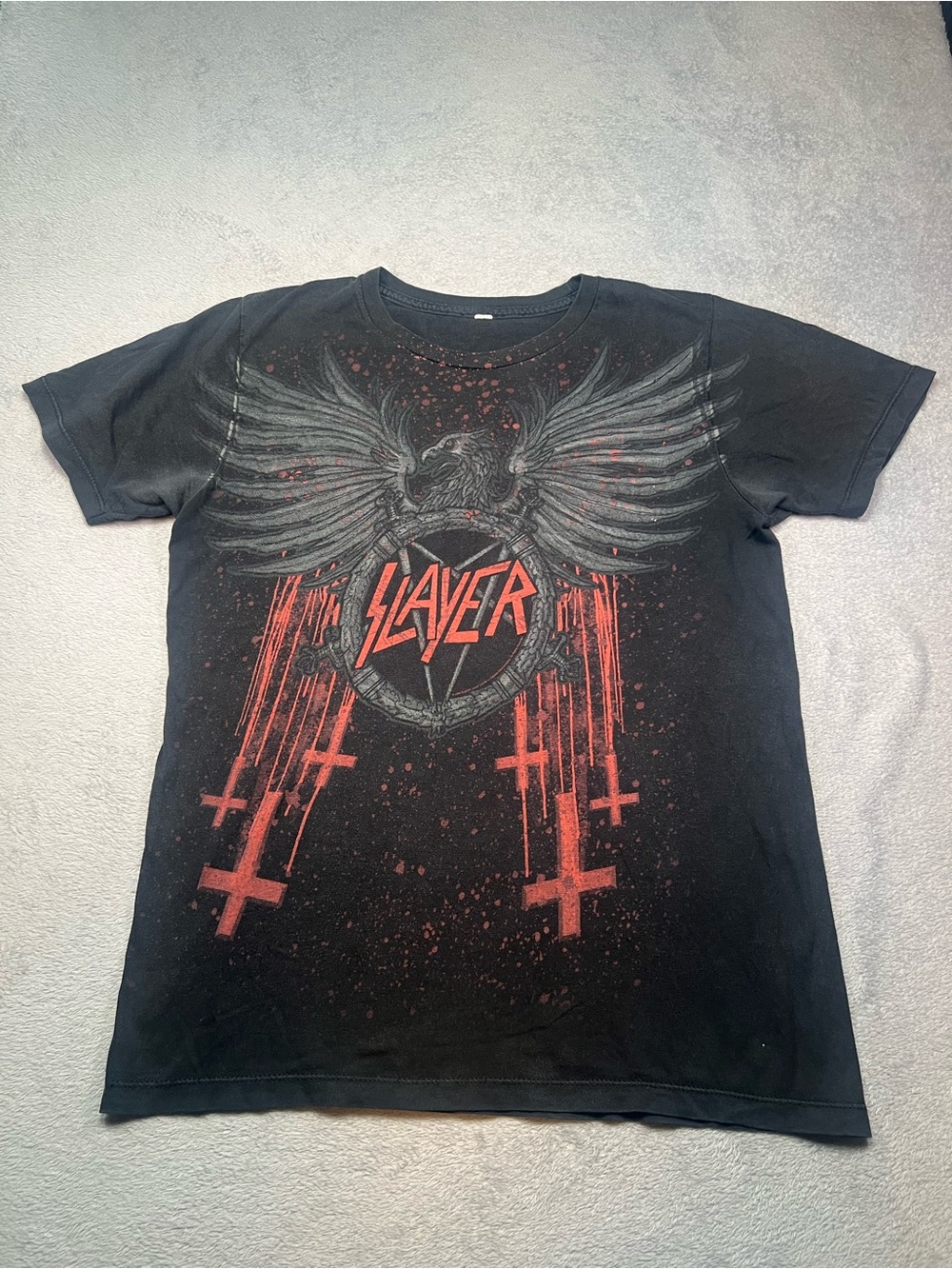 Slayer Black Graphic Band Tee with Red Accent muscle fit Small
